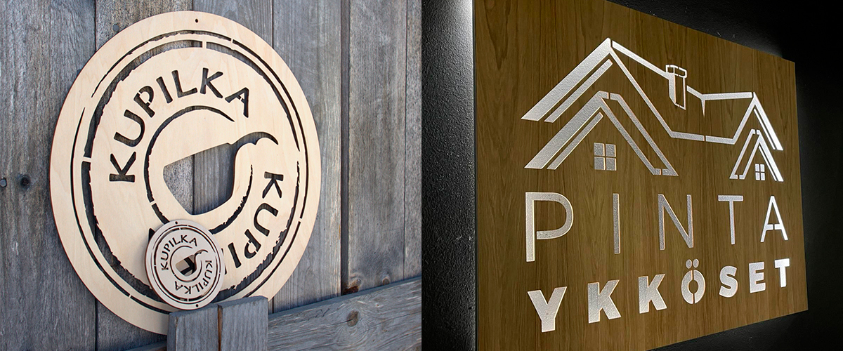 Puiset logokyltit ja muut puukyltit